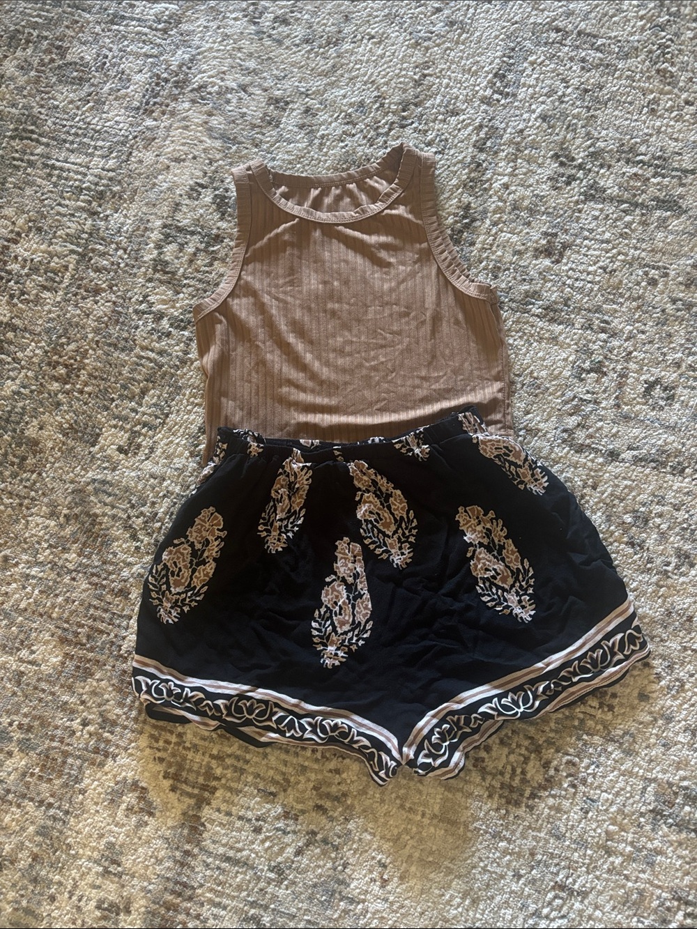 Women’s Black Floral Print Shorts with Elastic Waist